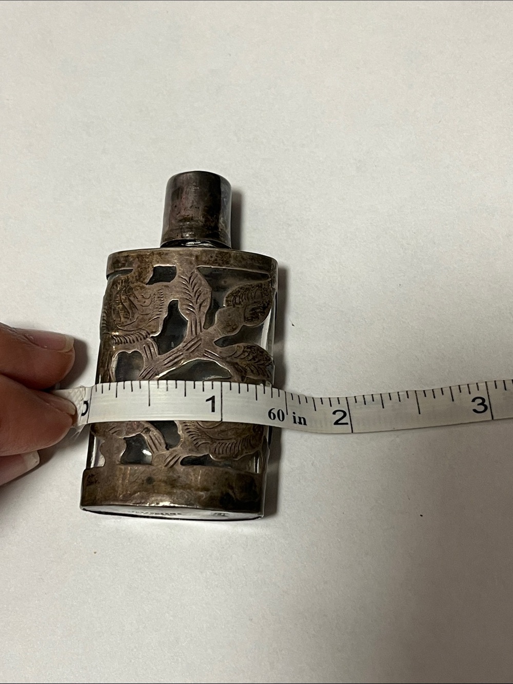 Antique Art Nouveau Sterling & Glass Vial - Picture 12 of 12